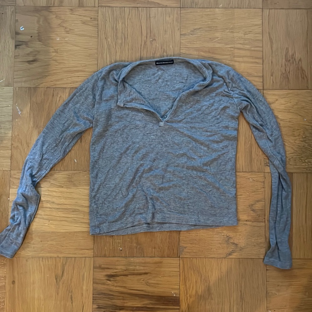Brandy Melville Grey Henley Shirt
